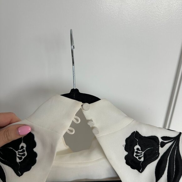 Cinq À Sept Rosabell Tunic Top White Sz 4 Open Back Cut-out Floral Embroidery - Picture 5 of 10